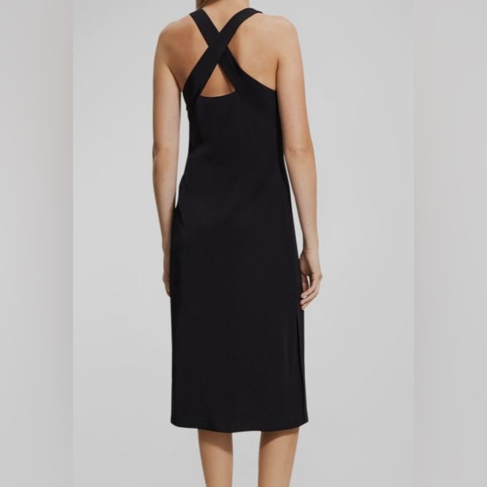 Theory Black Backless Cross-Strap Midi Dress - Picture 4 of 14